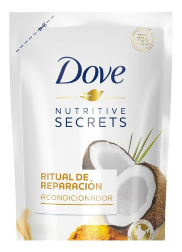 Repuesto Acondicionador Dove Nutritive Secrets Ritual de Reparación Coco y Cúrcuma en repuesto de 180mL por 1 unidad