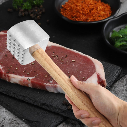 Martelo Para Bater Carne Com Cabo De Madeira, Prático