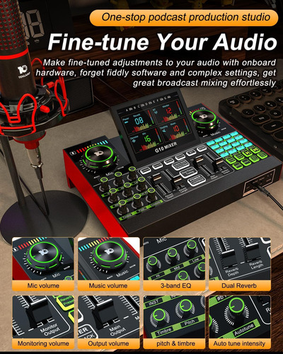 G10 Gaming Audio Mixerpodcast Equipment Live Sound Card ...