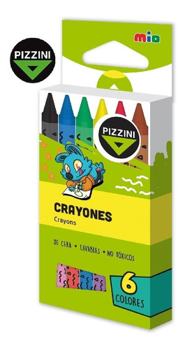 6 Crayones Colores Cera Lavable Jardin Niños Pizzini
