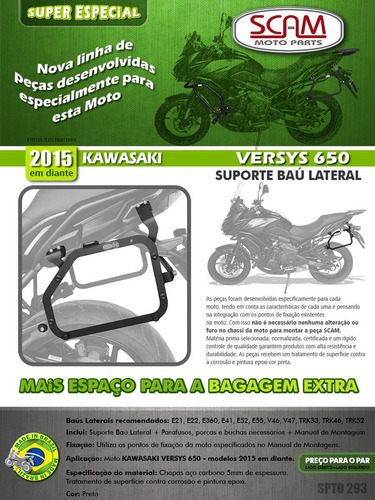 Imagem 3 de 3 de Suporte Bau Lateral Kawasaki Versys 650 2015 Em Diante