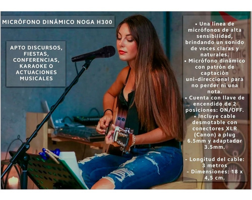 Micrófono Noga NG-H300 dinámico unidireccional