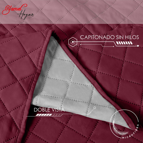 Fundas Para Almohada Modelo Holandesa Incluye 3 Piezas Color Vino/gris claro
