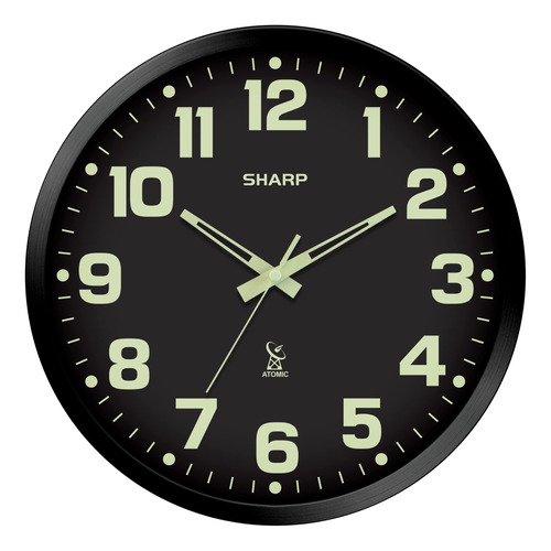 Sharp Reloj De Pared Analógico Atómico Que Brilla En La O.