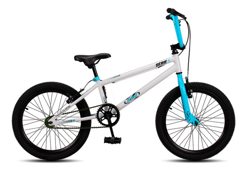Bicicleta Aro 20 Bmx Pro-x Serie 5 Aço Carbono Branca Azul