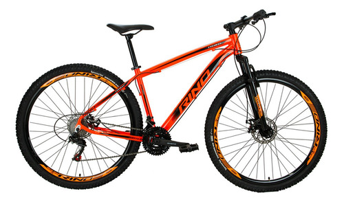 Bicicleta Aro 29 Rino Everest A Disco 24 Vel. Cubo Roletado Cor Laranja Tamanho do quadro 15