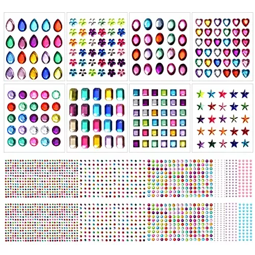2102pcs Gems Stickers Self Adhesive Gems for Crafts Bling