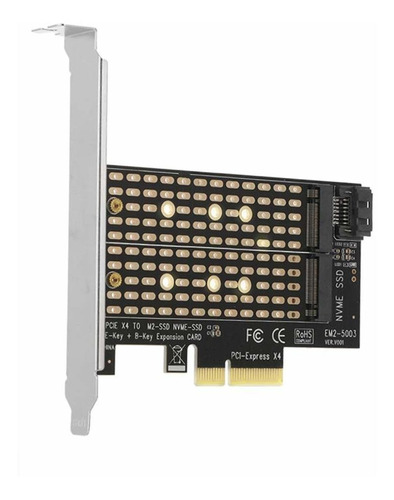 Mhqjrh Dual M.2 Pcie Adapter, Nvme Ssd (m Key) Or Sata Ssd (