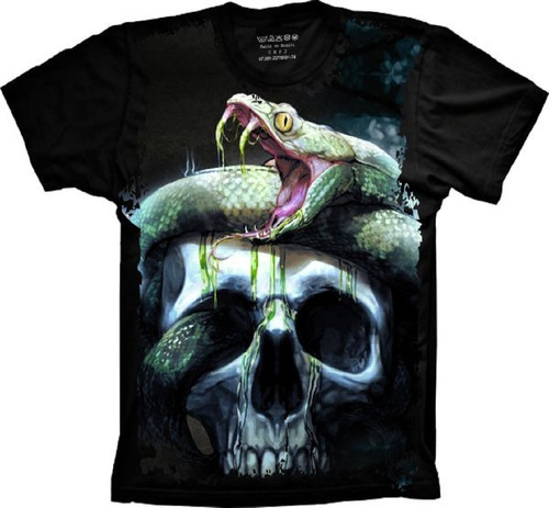 Camiseta Plus Size Cobra Na Cranio Caveira - Animais
