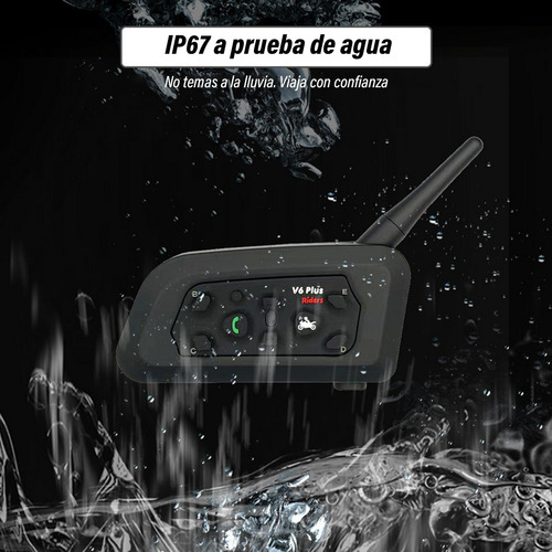 Par De Intercomunicador V6 Plus Para Casco Moto Ble 5.1 Negr