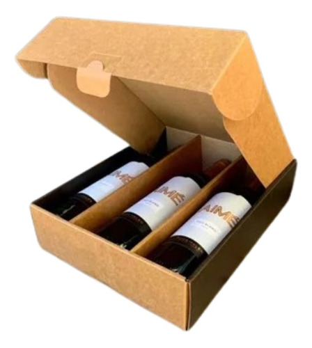 Cajas Para 3 Vinos Acostados 35x29x09 X10u Micro Corrugado 