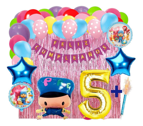 Globos Pocoyo Kit Decoración Cumpleaños Niña