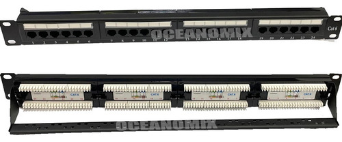 Patch Panel 24 Portas Cat6 Rj45 Utp Com Guia Traseira