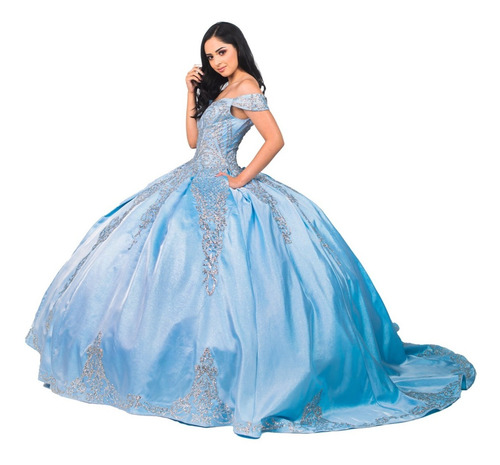 Imagen 1 de 10 de Vestido Quinceañera Glitter Aplicaciones Quince Años Xv