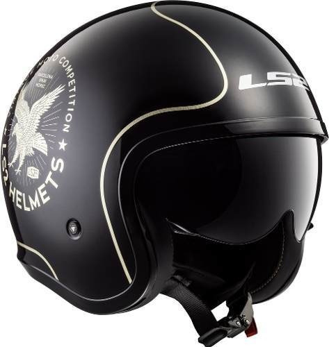 Imagen 6 de 7 de Casco Moto Abierto 599 Spitfire Flier Negro Ls2 Oficial