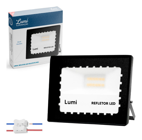 Refletor Super Ultra Led Holofote Mini 30w Bivolt Prova D'água Branco Quente Lumi 1ª Linha