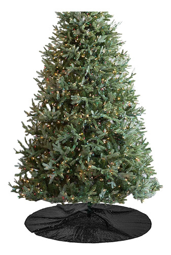 Falda De Arbol De Navidad De Lentejuelas Color Negro 91cm