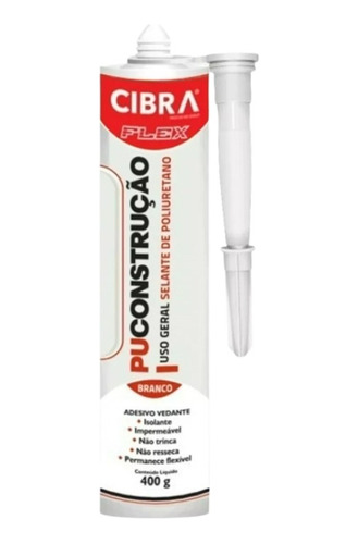 1x Pu Construcao Selante Cola Poliuretano Cibra Branco 400g