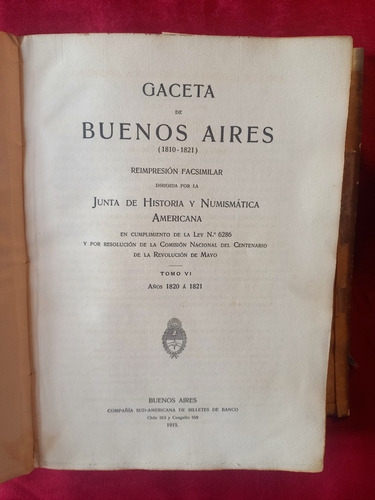 Gaceta De Buenos Aires Tomo Vi 1820-1821