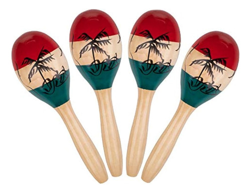 Foraineam Paquete De 4 Maracas De Madera Instrumento De Perc