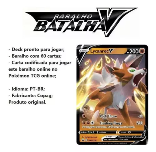 Card Game Jogo Deck Baralho De Batalha Lycanroc V Pokémon