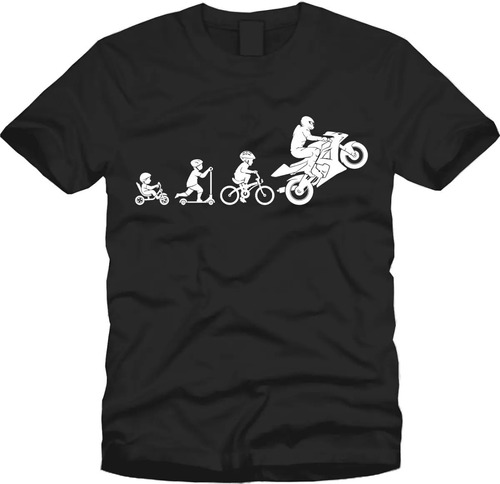 Playera Evolucion De La Moto Manga Corta Cuello Redondo