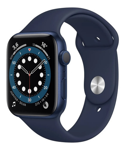 Apple Watch  Series 6 (GPS) - Caixa de alumínio azul de 44 mm - Pulseira esportiva marinho-escuro