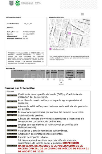 Terreno En Venta En Del Valle Norte, Benito Juárez.
