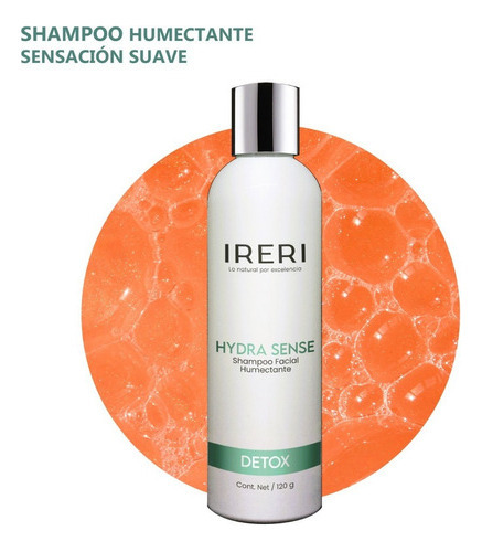 Imagen 7 de 9 de Shampoo Facial Dermo Limpiador Altamente Humectante Hidratante Para Cutis Con Piel Normal A Seca Deshidratada O Sensible Línea Detox Hydra Sense Ireri ®