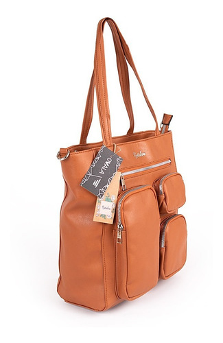 Imagen 4 de 6 de Tote Bag Bolso Cartera Mujer Bolsillos Simil Cuero Basilea