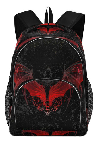 Mochila Para Niño Diseño Ala Dragon Rojo Tr Capa Niña Bolsa