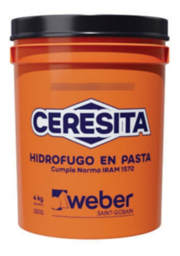 Imagen 1 de 10 de Ceresita Weber Aditivo Hidrofugo En Pasta 4kg Pared Exterior