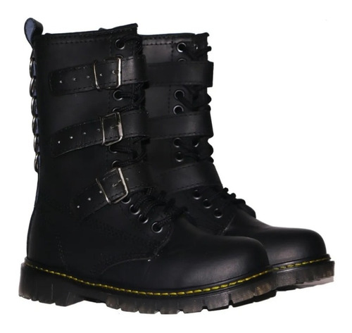 Botas Altas Cuero Punk Rocker Metaleras Cierre Dr