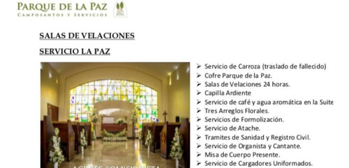 Servicio Funerario La Paz, Uso Inmediato En Emergencia