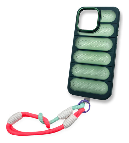 Funda Para Iphone 15 Pro Max Con Correa + Mica + Envio Gb07 Naranja