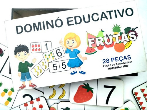Brinquedo Pedagógico Dominó Educativo Madeira Furtas Numeros