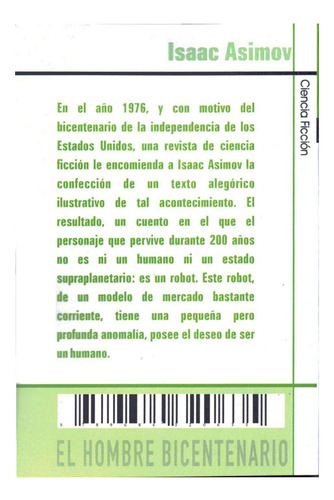 El Hombre Bicentenario / Isaac Asimov / Libro Nuevo!!!
