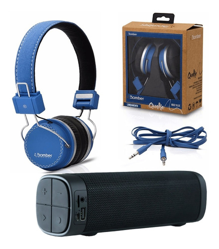 Combo Bomber Parlante Portatil Bluetooth Auriculares Cable