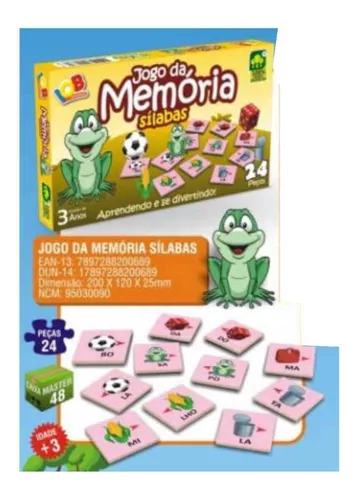 Kit 10 Jogos da Memória Infantil Educativo de Alfabetização