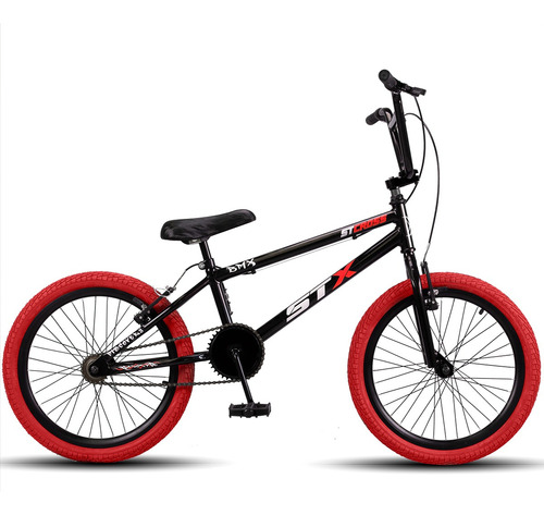 Bicicleta Cross Stx Aro 20 Infantil Pneu Colorido V-brake Cor Preto Pneu Vermelho Tamanho Do Quadro Único