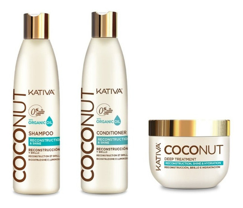 Pack Kativa Shampoo + Acondicionador + Mascara Coconut