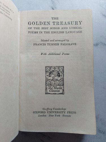 The Golden Treasury. Francis Turner Palgrave. Ian 067