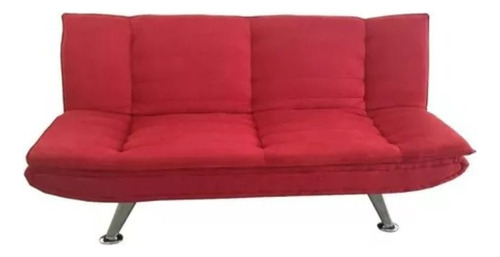 Sofa Cama 3 Cuerpos Tela Rojo Living Dormitorio Tienda Max