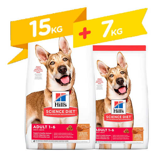 Hills Adulto Cordero  22kg  (15kg +7kg)