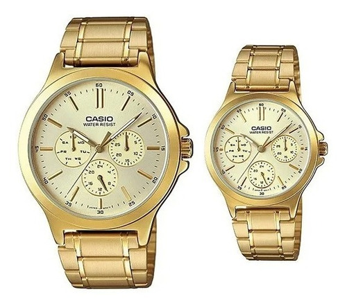 Relojes Pareja Casio Acero Multifuncional Mtp,ltp-v300g-9a 