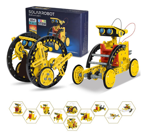Robot Solar Juguete Educativo Niño Infantil Stem 12 En 1 Color Amarillo