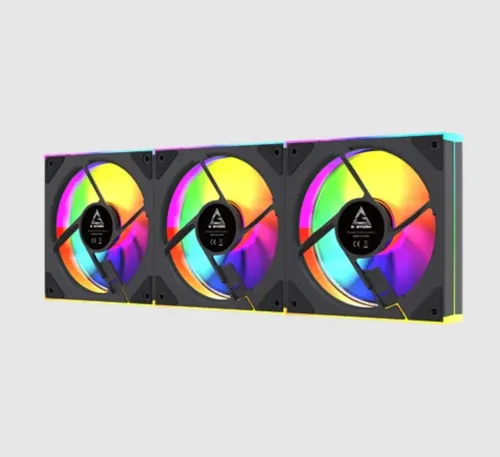 Kit com 3 Cooler para Gabinete Gstorm Frost 12cm Preto/ARGB Preto