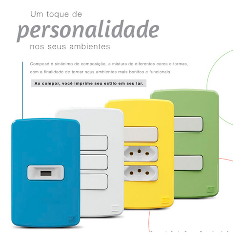 Tomada 10a 2p+t 250v Com Placa 4x2 Branco Weg Composé