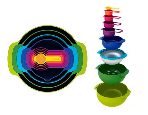 Set 9 Recipientes Tazones Bowls Colador Cocina Joseph