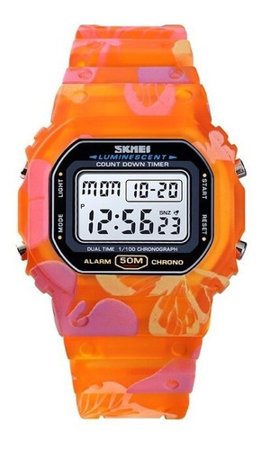 Skmei - Reloj 1627og Digital Para Unisex Color de la correa Naranja Color del bisel Naranja Color del fondo Gris